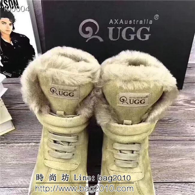 UGG 2018澳洲本土AXA 蝸牛外牛皮+澳洲羊毛雪地靴軍綠色 QZS2624